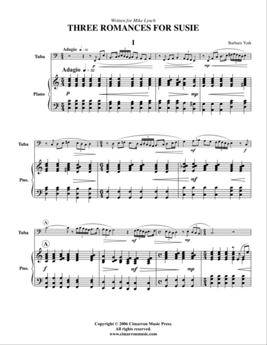 Three Romances for Susie Tuba scores gallery preview page 1