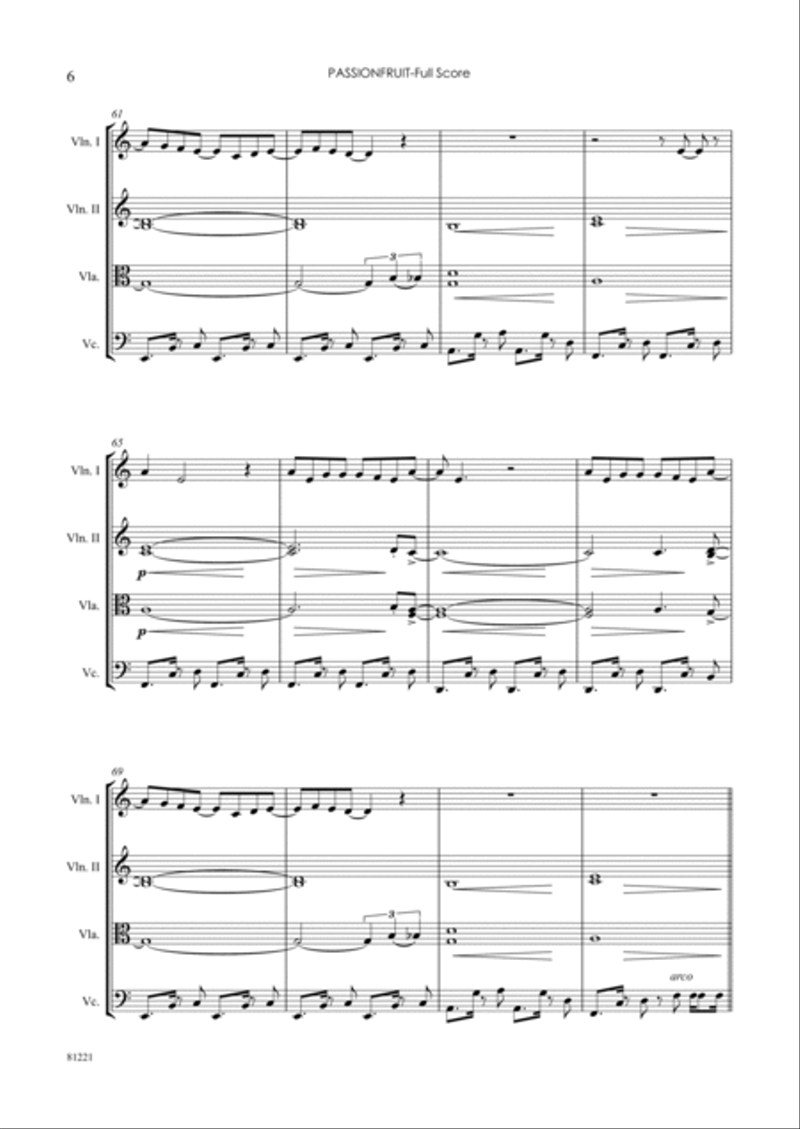 Passionfruit String Quartet scores gallery preview page 6