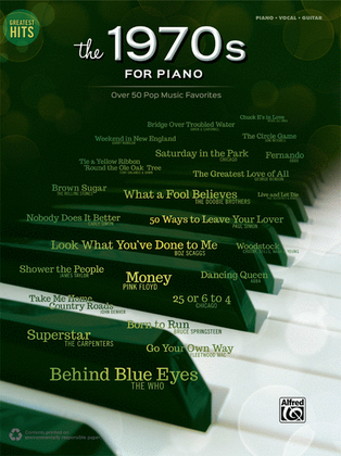 Book cover for Greatest Hits -- The 1970s for Piano