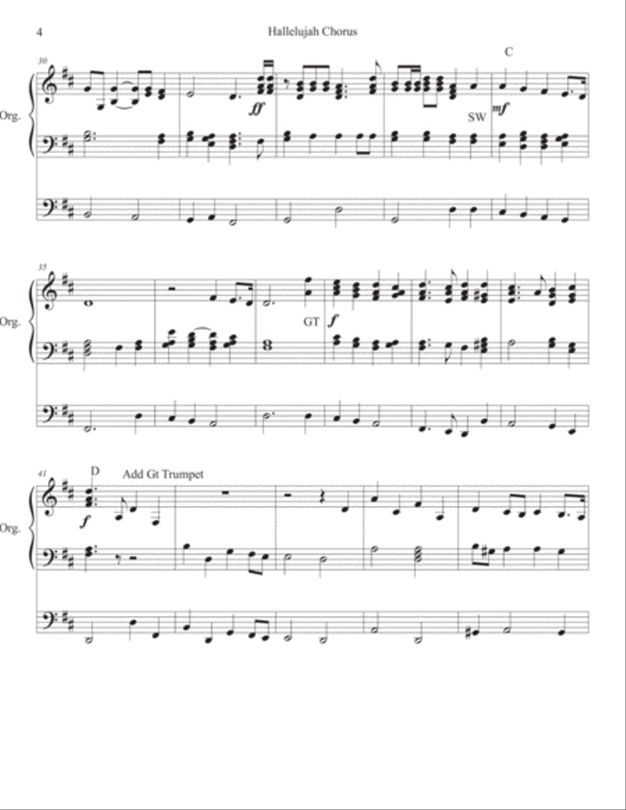 Hallelujah Chorus Organ in D Intermediate Choir scores gallery preview page 4