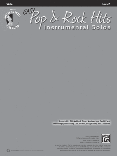Easy Pop & Rock Hits Instrumental Solos for Strings image number null