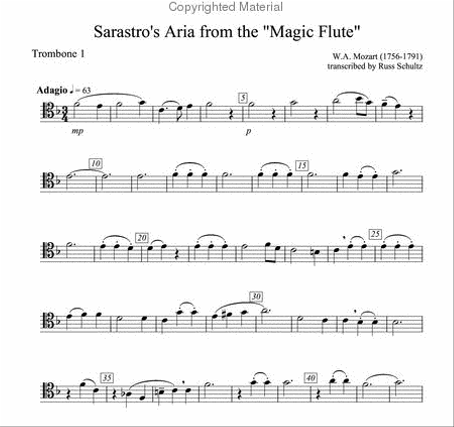 Sarastro’s Aria from Magic Flute for Trombone Quartet Trombone Quartet scores gallery preview page 4
