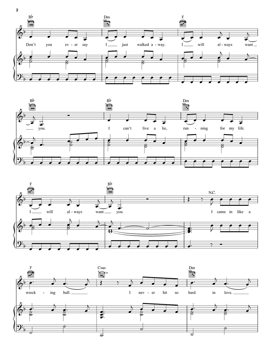Wrecking Ball Wrecking Ball Acoustic Guitar scores gallery preview page 2