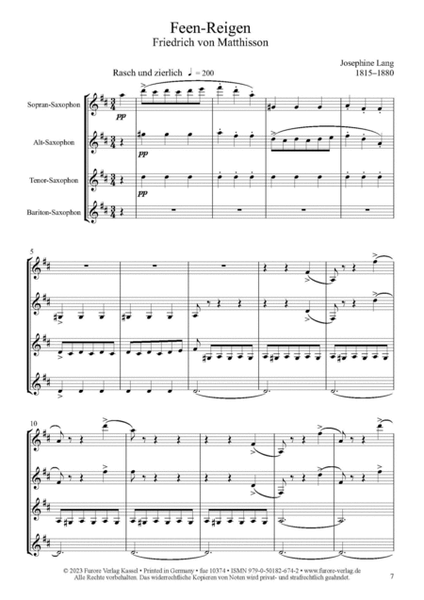 Lieder for Saxophone Quartet