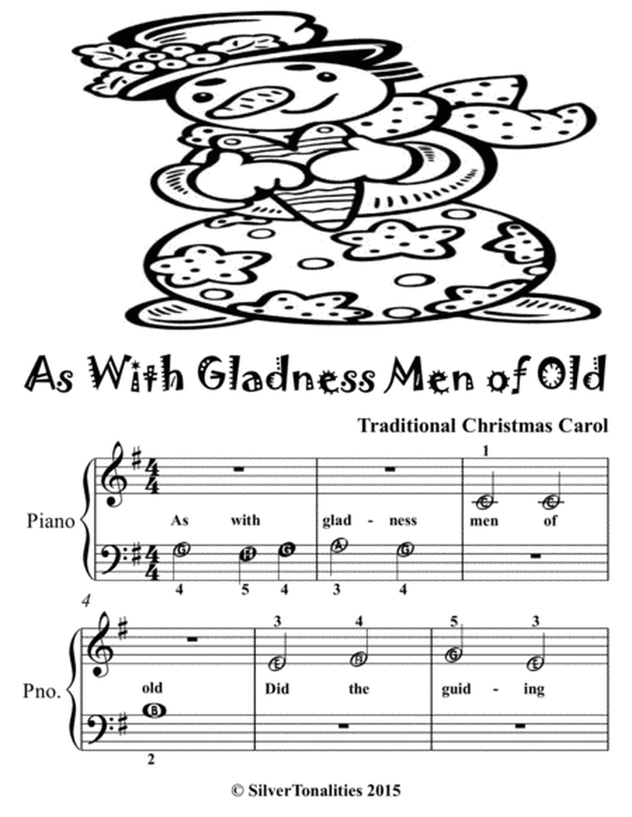 As With Gladness Men of Old Traditional Christmas Carol Beginner Piano Sheet Music 2nd Edition