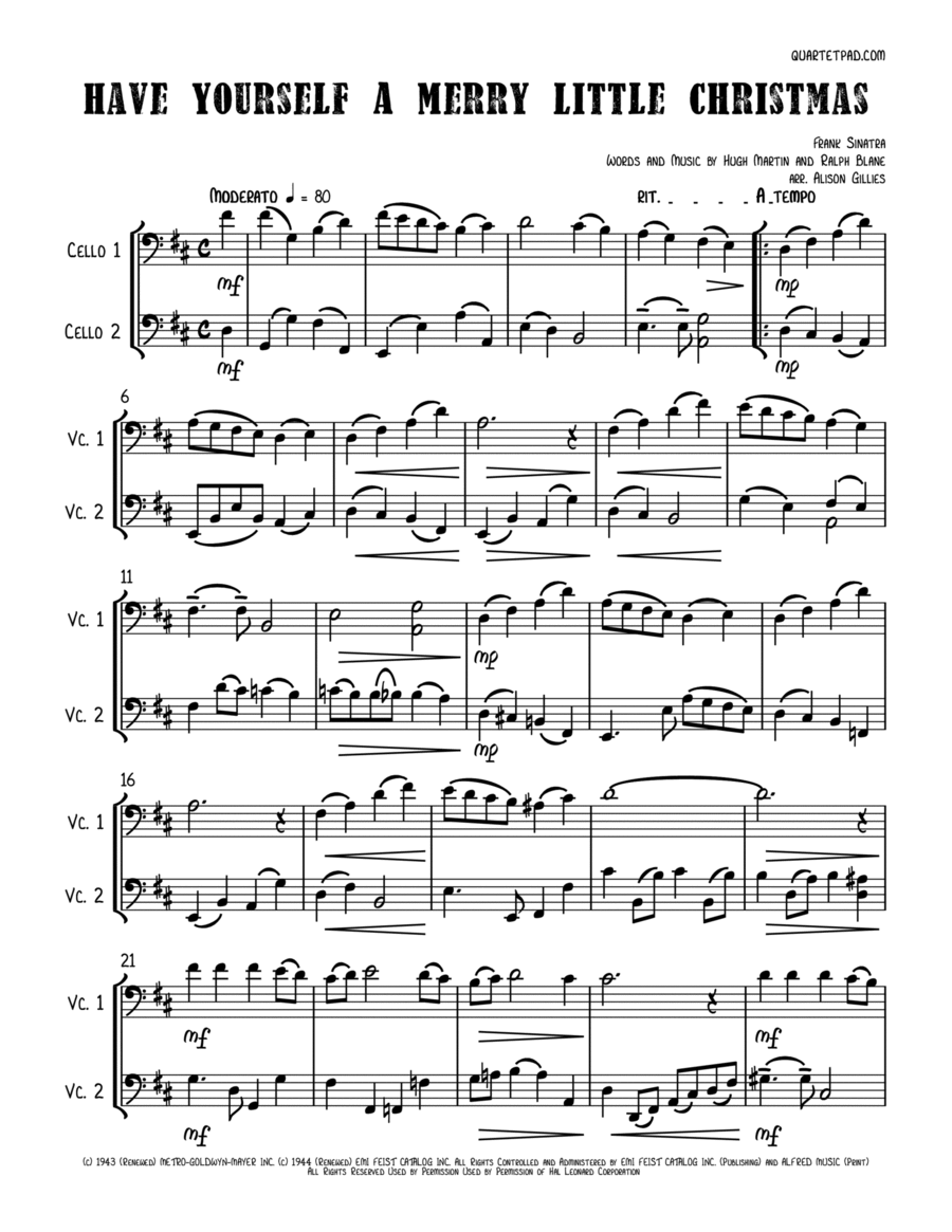 Have Yourself A Merry Little Christmas String Duet scores gallery preview page 1