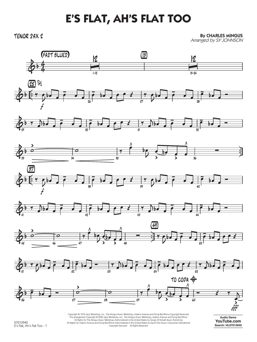 E's Flat, Ah's Flat Too (arr. Sy Johnson) - Tenor Sax 2