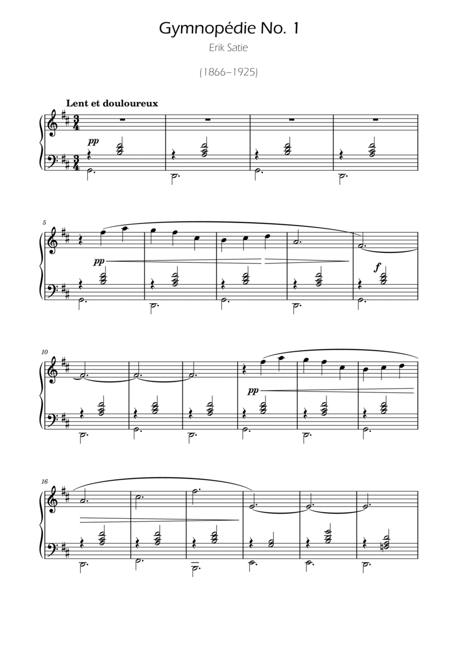 Gymnopedie No. 1 Piano Method scores gallery preview page 1