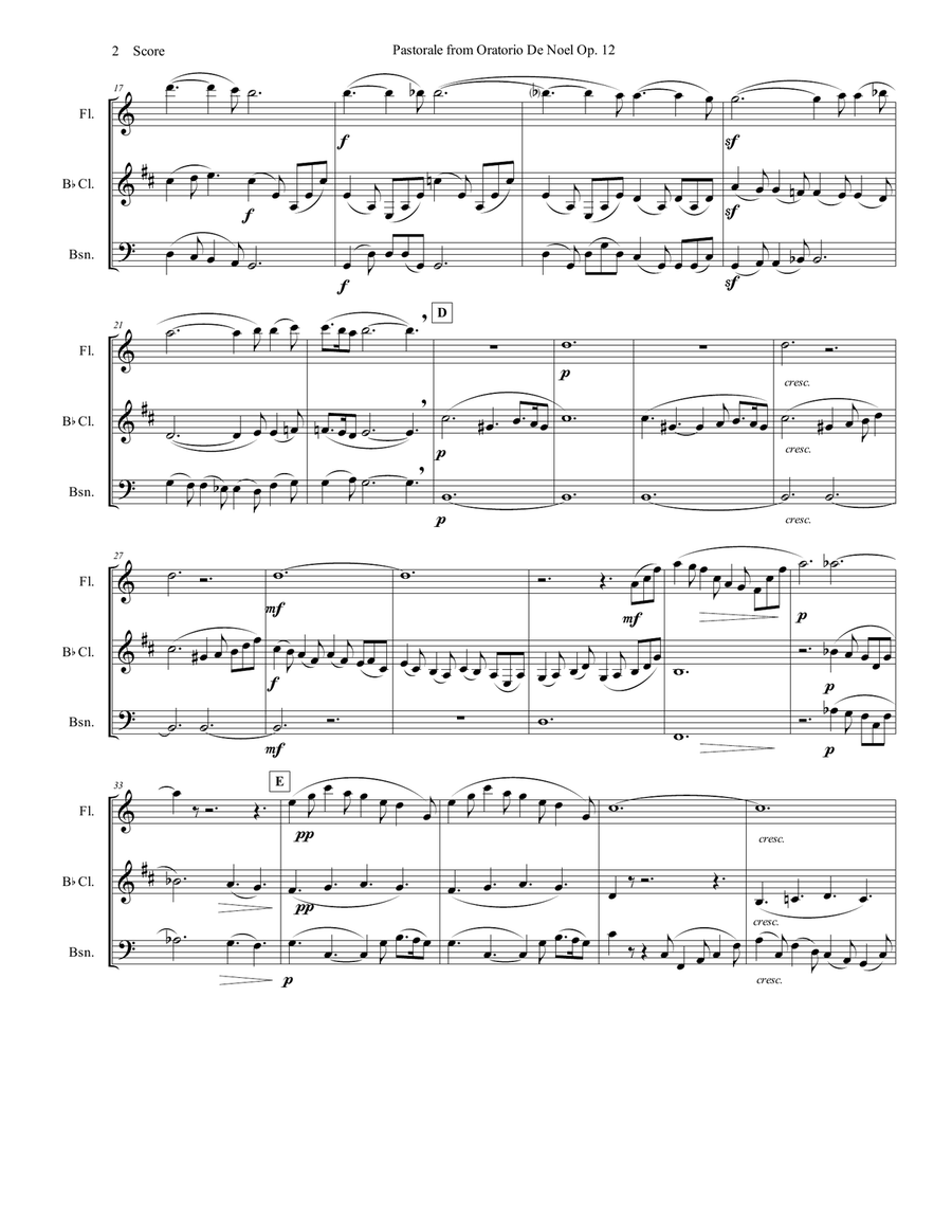 Pastorale from Oratorio De Noel for flute, clarinet, and bassoon Woodwind Trio scores gallery preview page 3