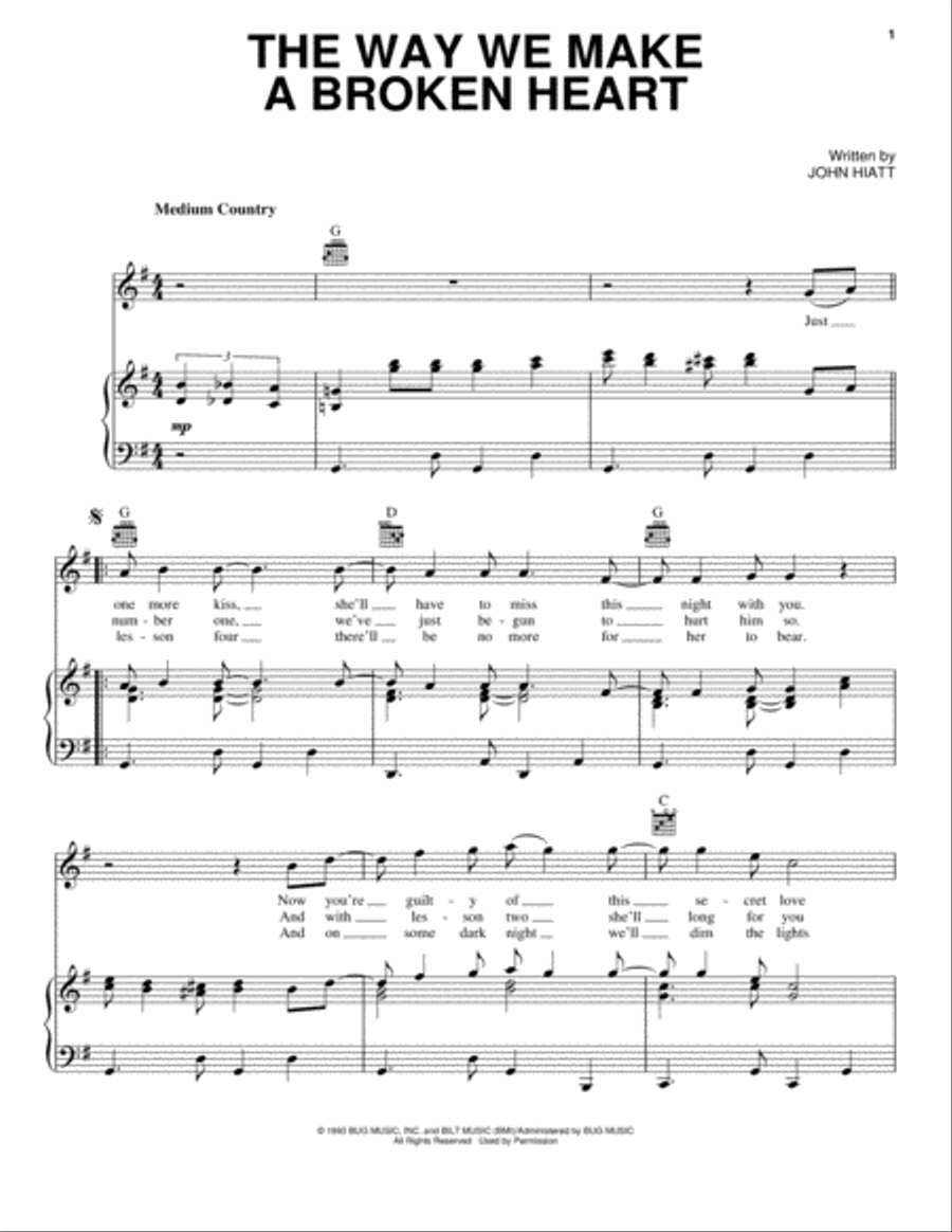 The Way We Make A Broken Heart Piano, Vocal, Guitar scores gallery preview page 1