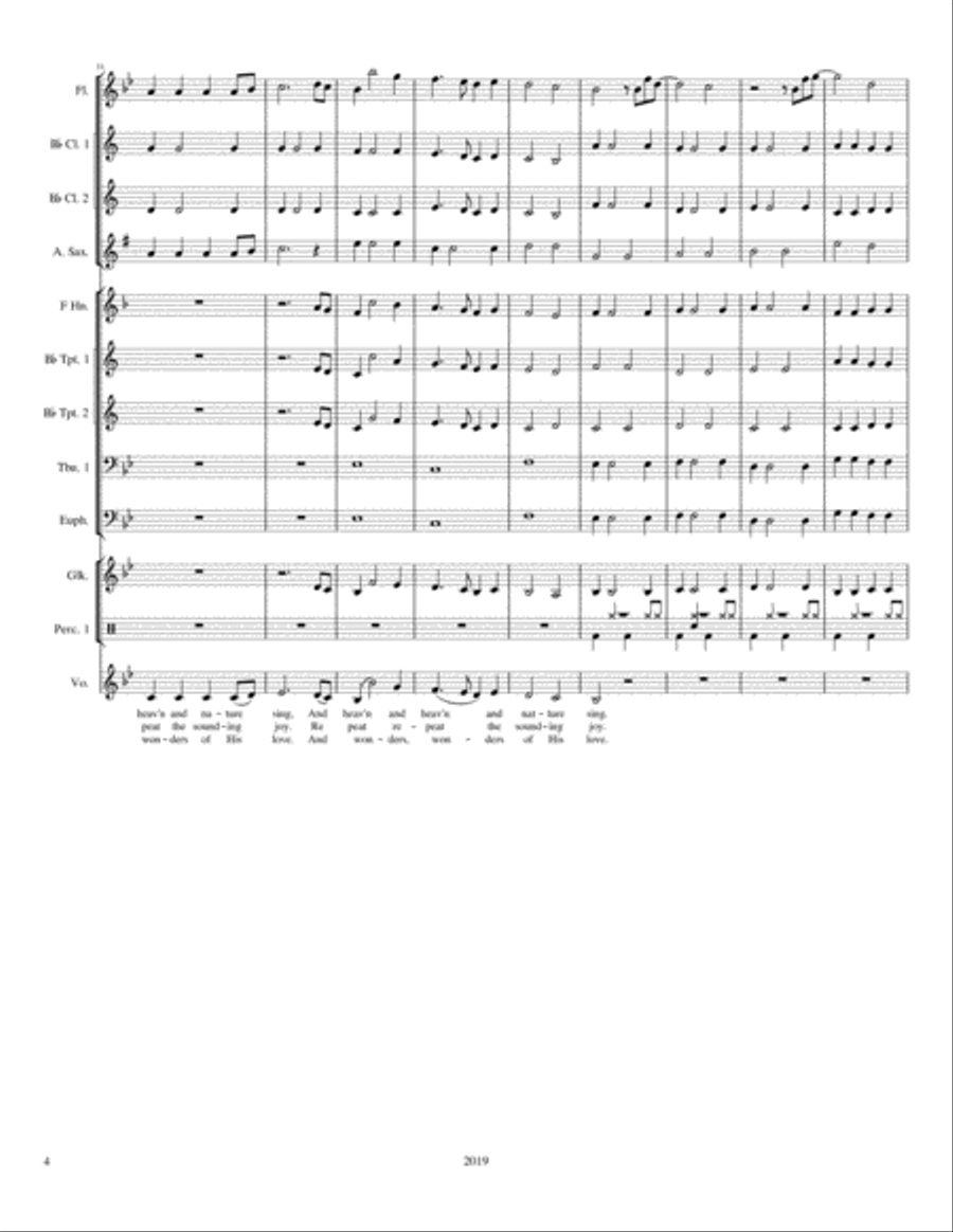 Joy to the World for Concert Band and Unison Choir Unison Choir scores gallery preview page 4