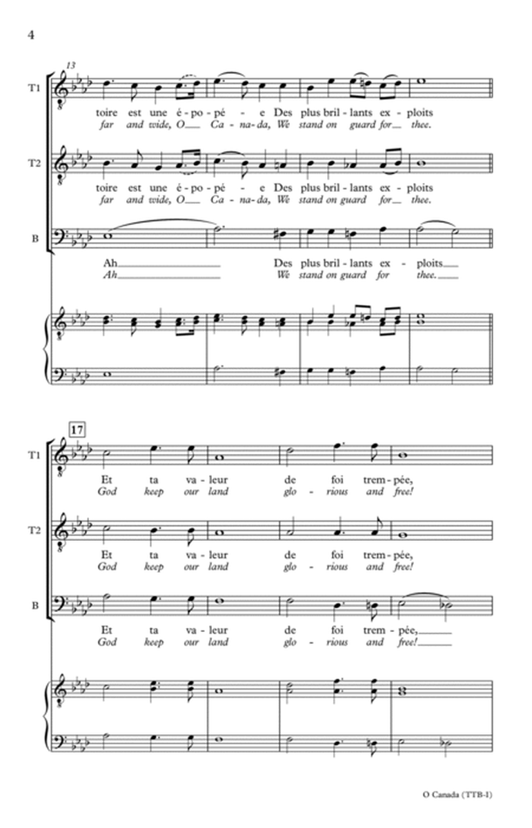 O Canada – TTB (two versions), a cappella image number null