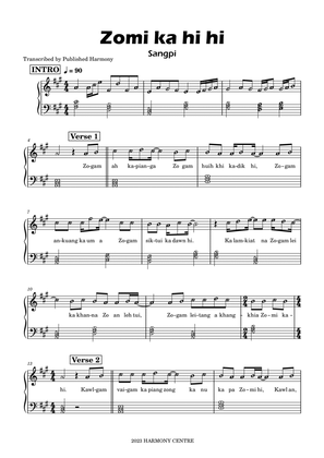 Zomi Ka Hi Hi - Piano Sheet Music Score with note names