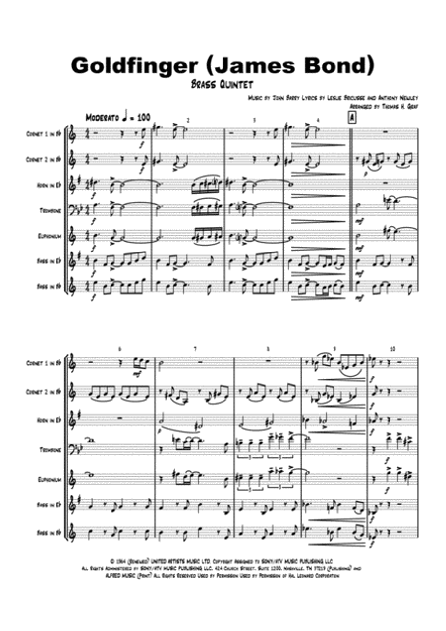 Goldfinger Euphonium scores gallery preview page 1