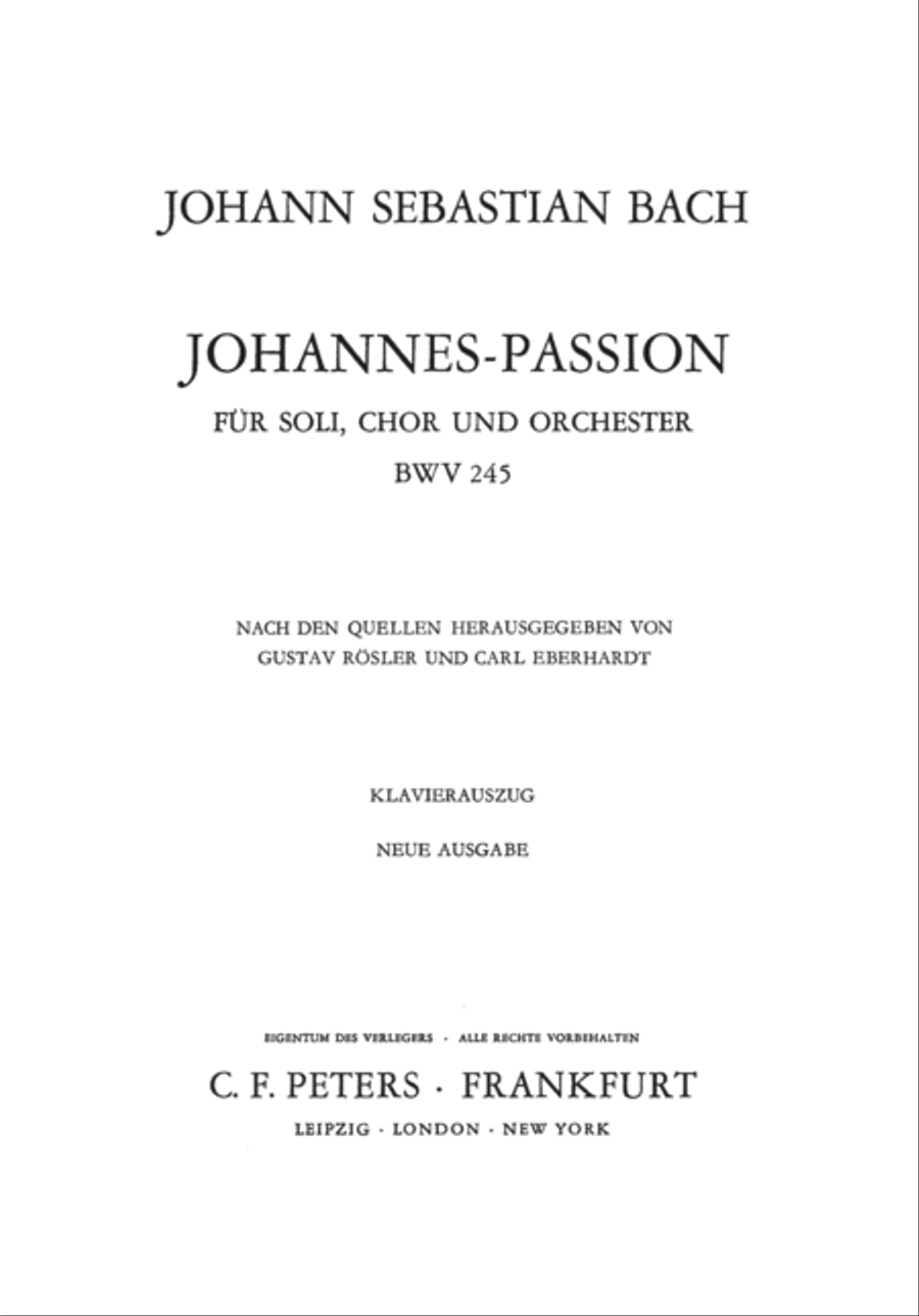 St John Passion BWV 245 (Vocal Score)