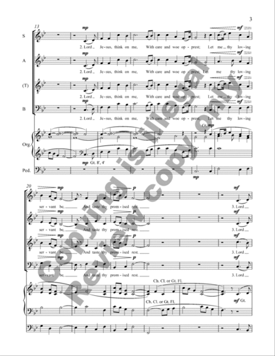 Lord Jesus, think on me 4-Part scores gallery preview page 9