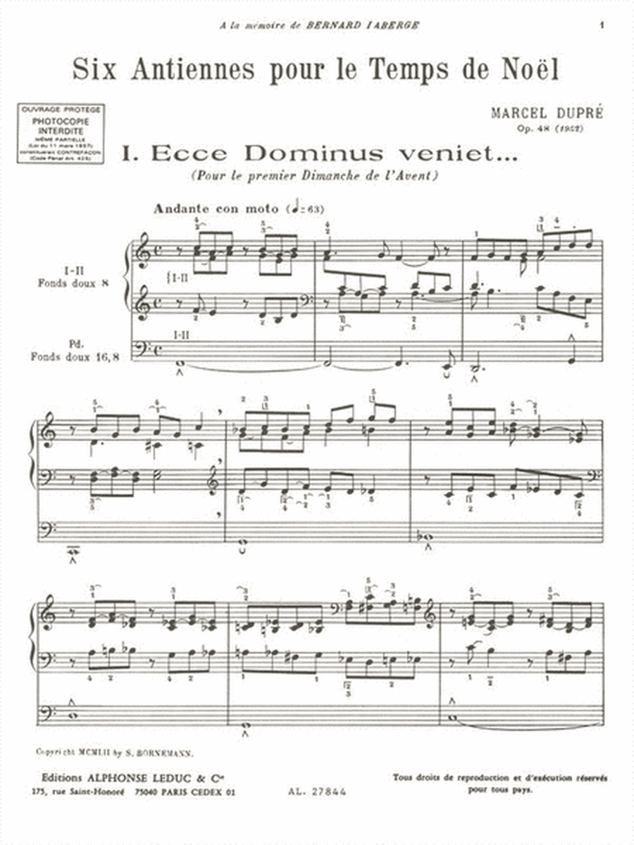6 Antiennes Pour Le Temps De Noel Op.48 (organ)