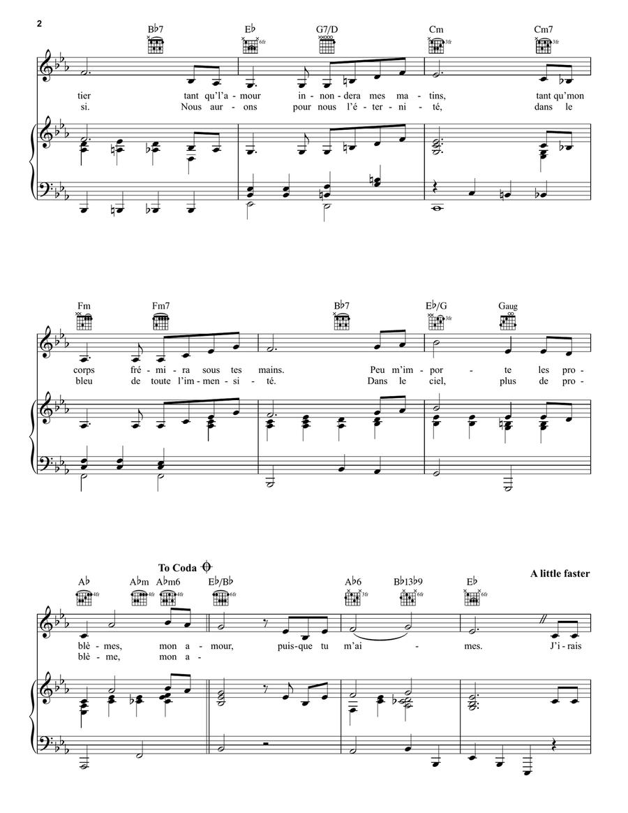 If You Love Me (I Won't Care) (Hymne A L'amour) Piano, Vocal, Guitar scores gallery preview page 2