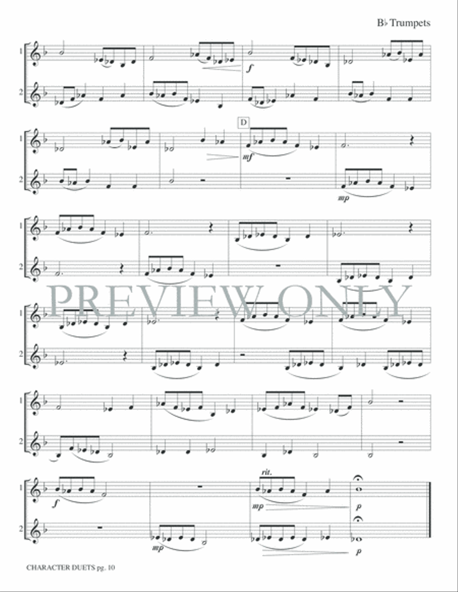 Just for Two -- Character Duets Trumpet Duet scores gallery preview page 12
