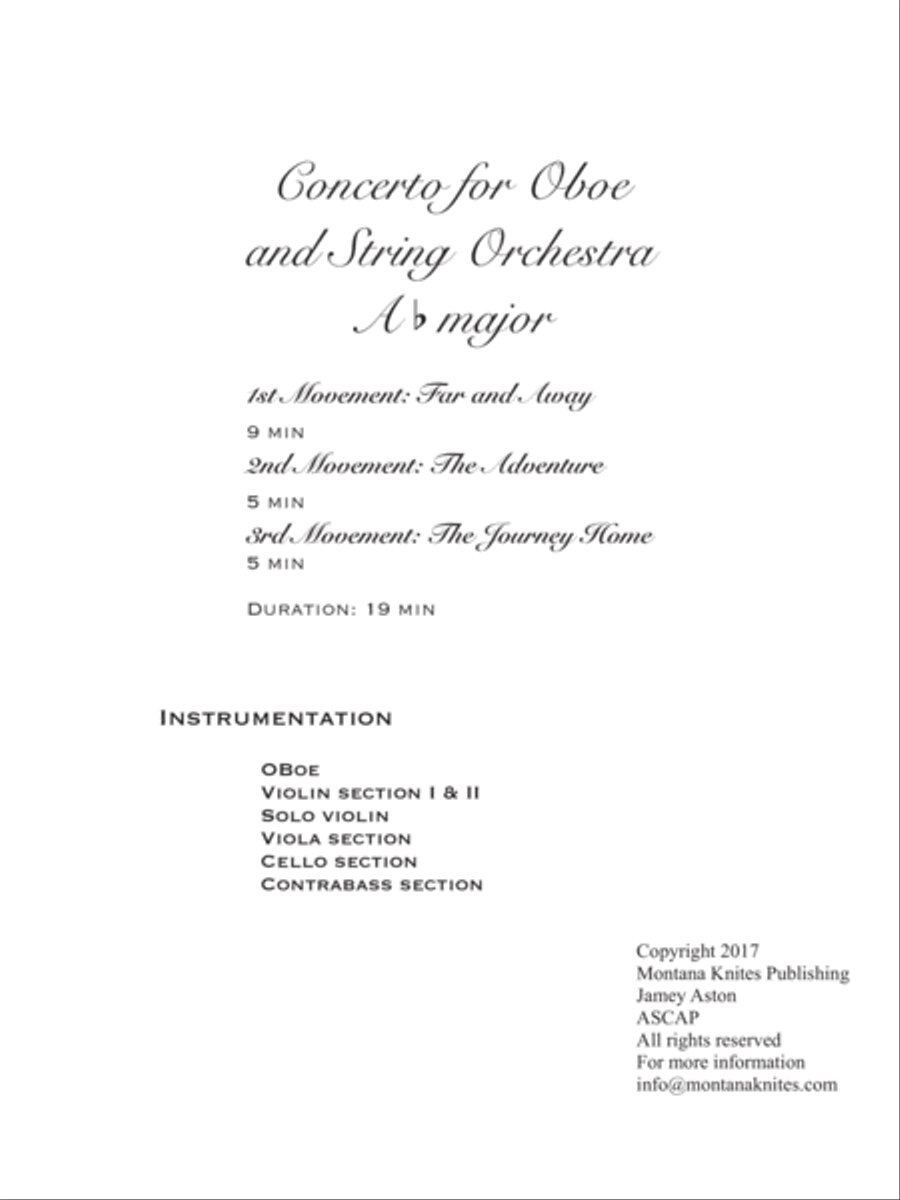Far and Away: Concerto for Oboe and String Orchestra in A flat Major (9x12) Chamber Orchestra scores gallery preview page 2