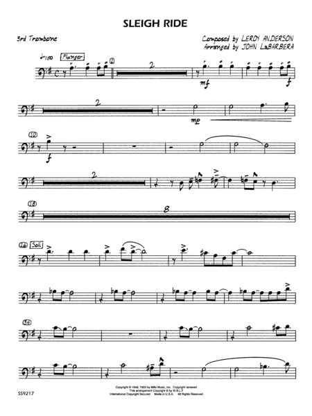 Sleigh Ride: 3rd Trombone