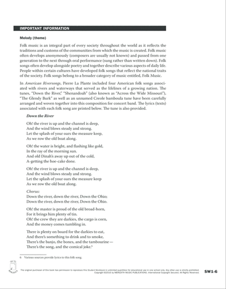 Guides to Band Masterworks, Vol. 6 - Student Workbook - American Riversongs Activity Books scores gallery preview page 6