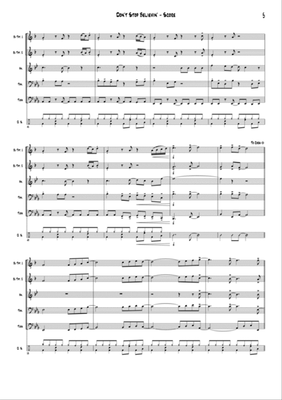 Don't Stop Believin' Don't Stop Believin' Brass Ensemble scores gallery preview page 6
