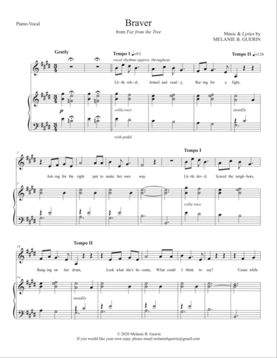 Braver Braver Voice Solo scores gallery preview page 1