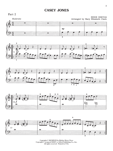 Casey Jones - Piano Trio (1 Piano, 6 Hands)