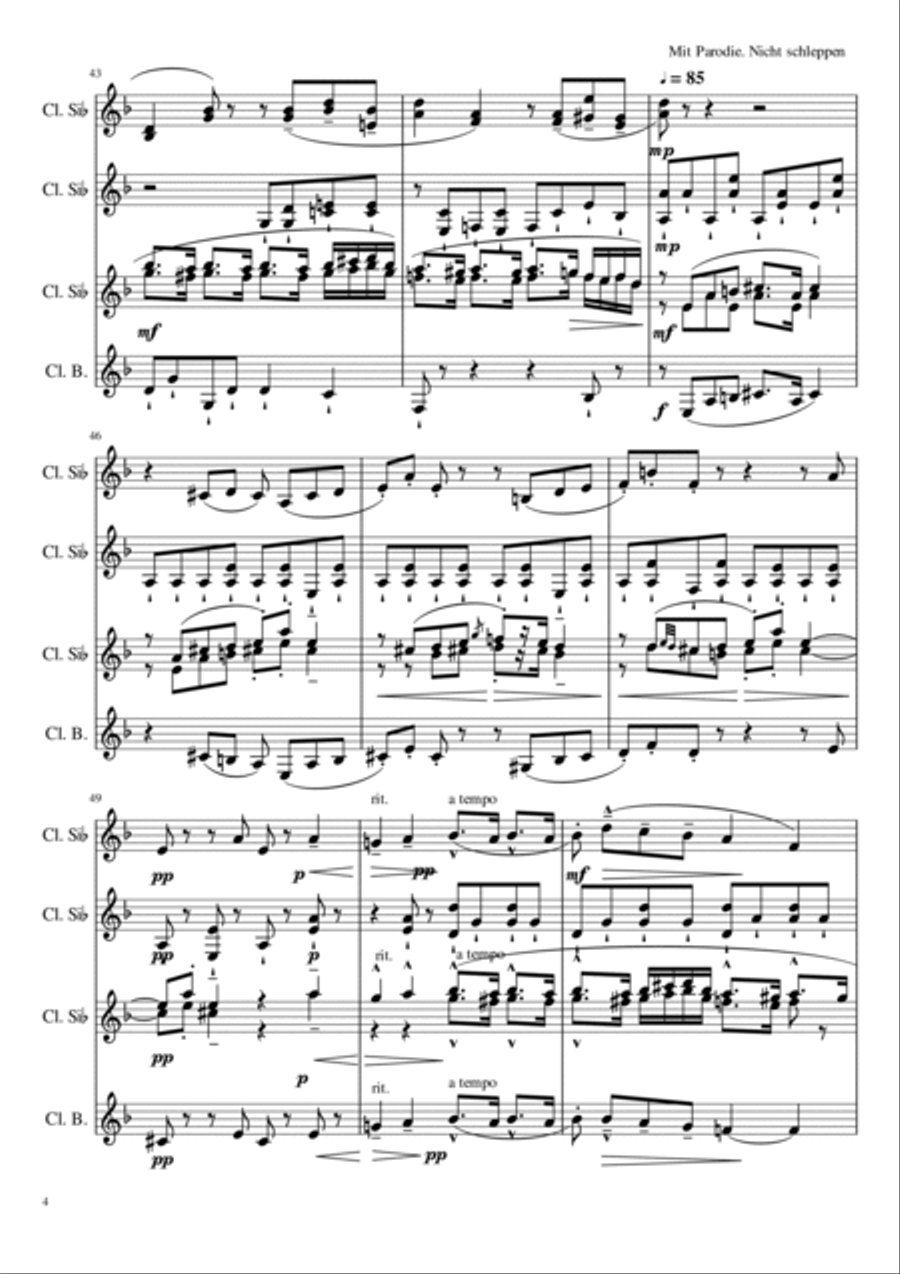Gustav Mahler Funeral March (from Symphony No. 1) for Clarinet Ensemble Woodwind Quintet scores gallery preview page 5