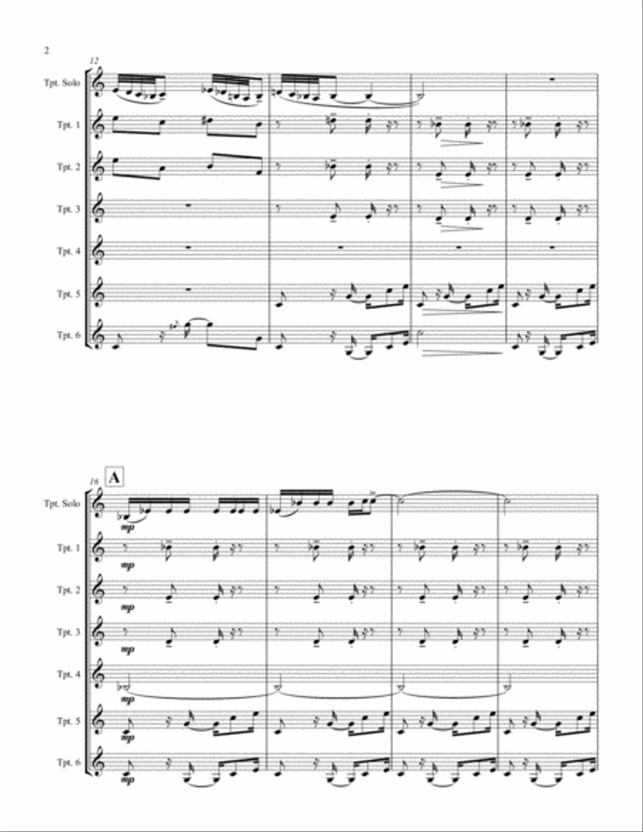 Prelude No. 1 (for Solo Trumpet and Trumpet Ensemble) Trumpet Solo scores gallery preview page 2