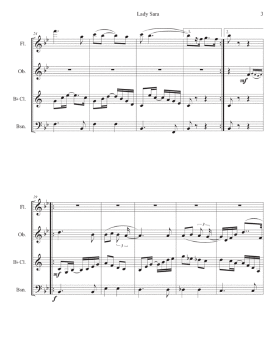 Lady Sara for Woodwind Quartet Woodwind Quartet scores gallery preview page 4