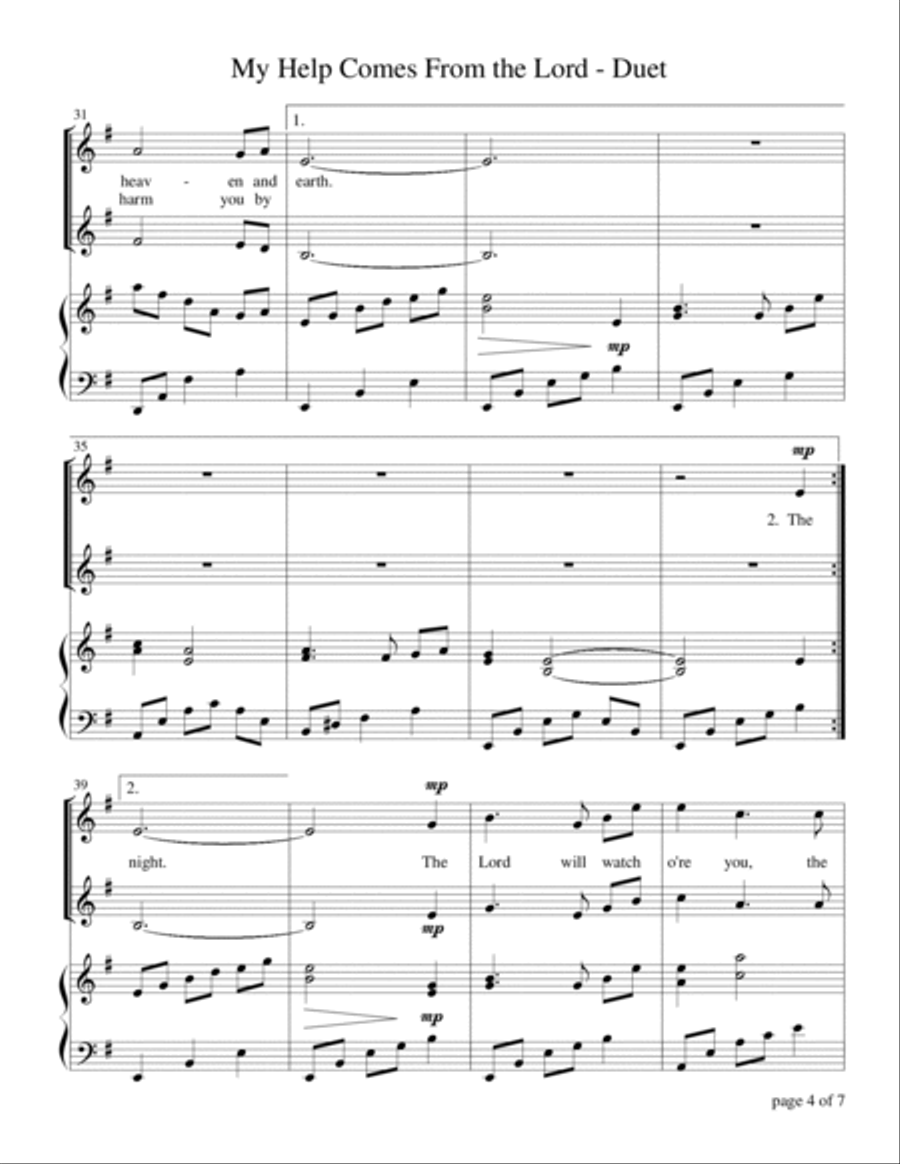 My Help Comes From the Lord ~ Psalm 121 (for SA or 2-Part Choir with Piano Accompaniment) SA scores gallery preview page 6
