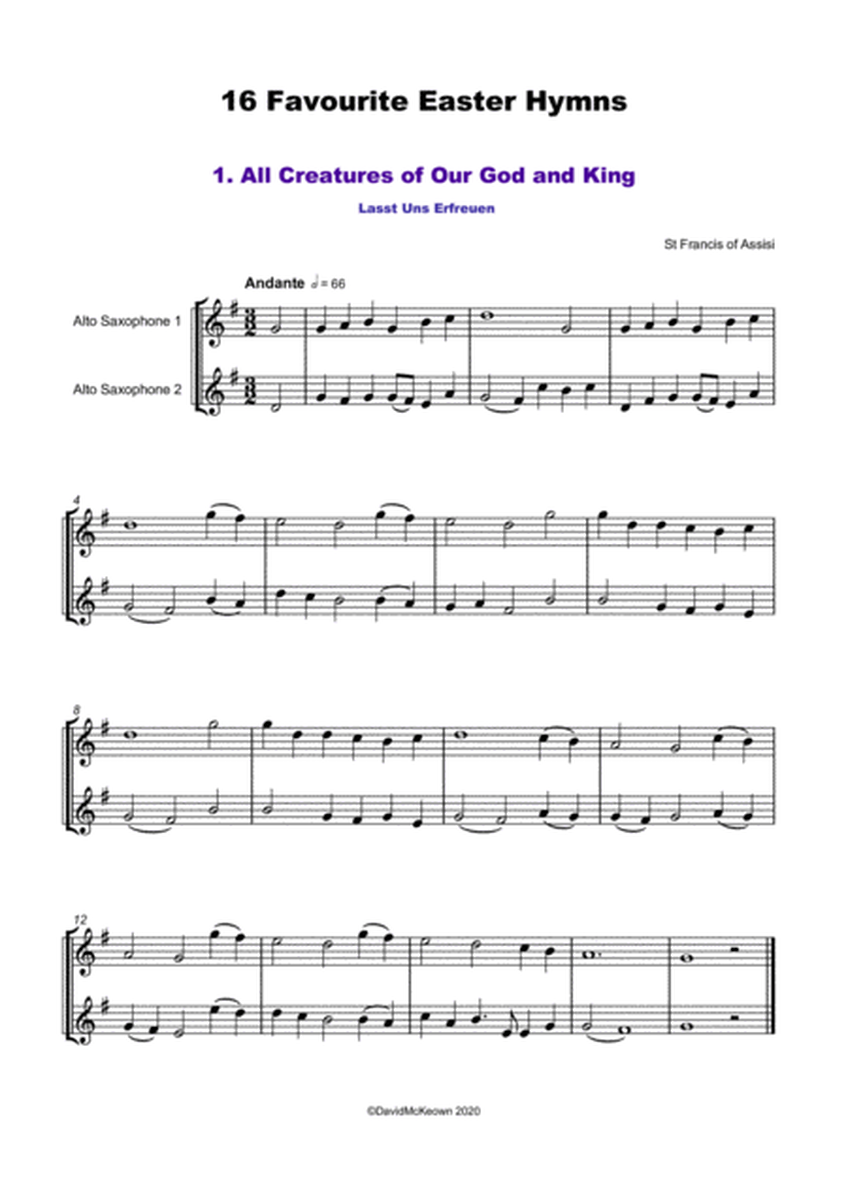 16 Favourite Easter Hymns for Alto Saxophone Duet