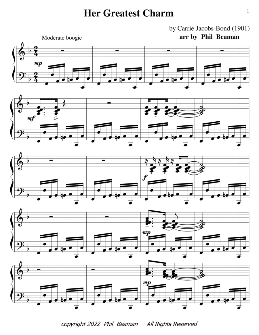 Her Greatest Charm Piano Solo scores gallery preview page 1