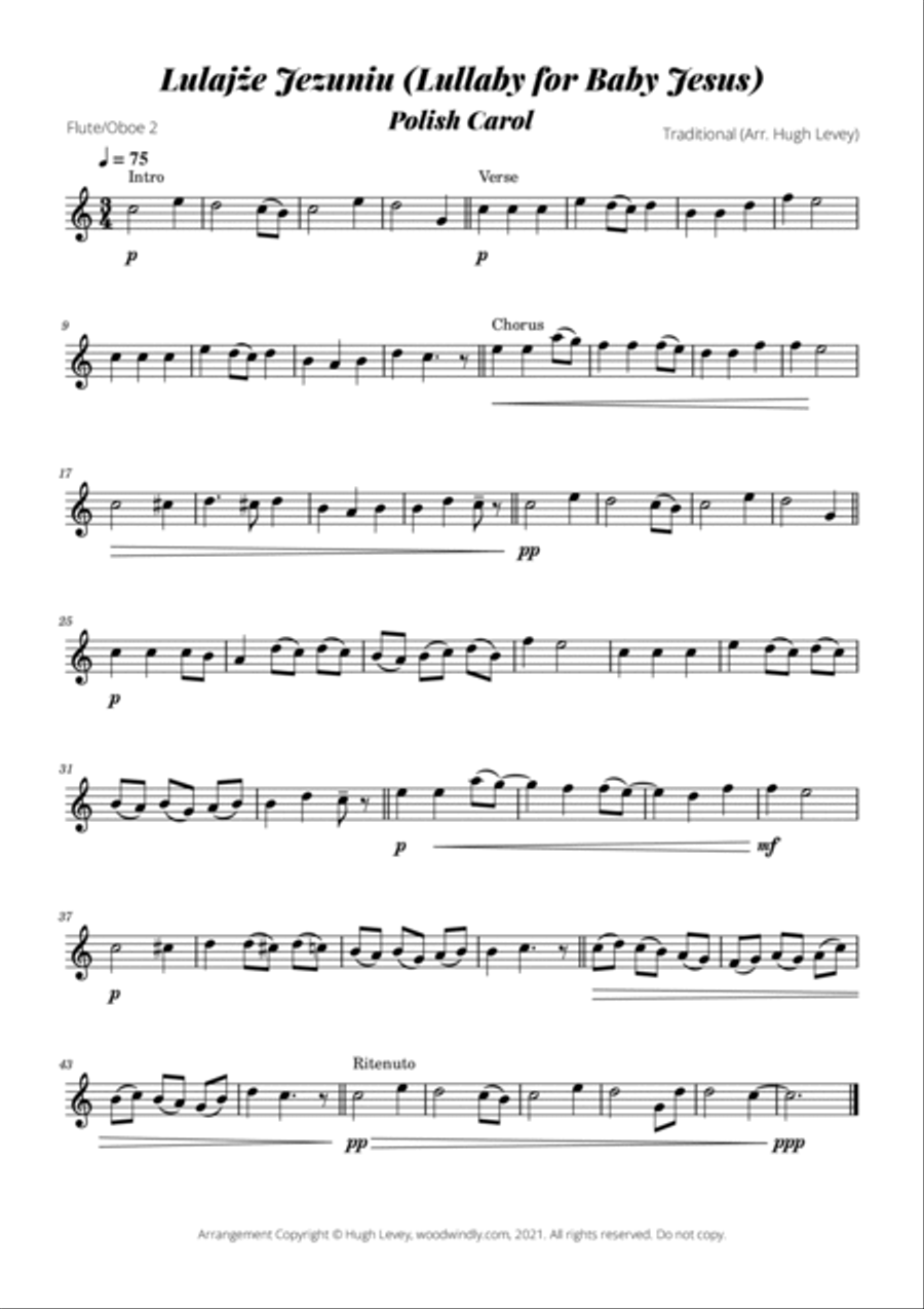 Lulajże Jezuniu (Lullaby for Baby Jesus) - Traditional Polish Carol - Woodwind Duet Woodwind Duet scores gallery preview page 6