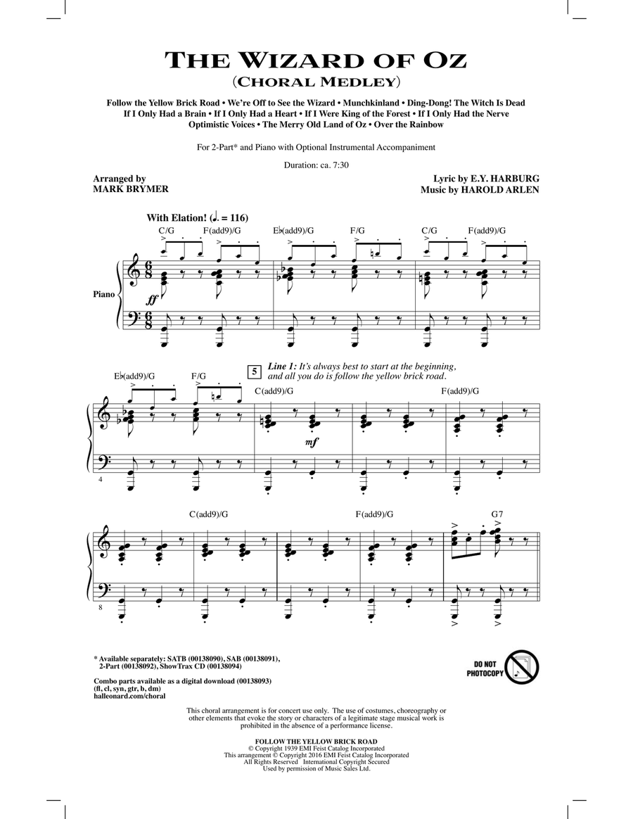 The Wizard of Oz (Choral Medley) 2-Part scores gallery preview page 1