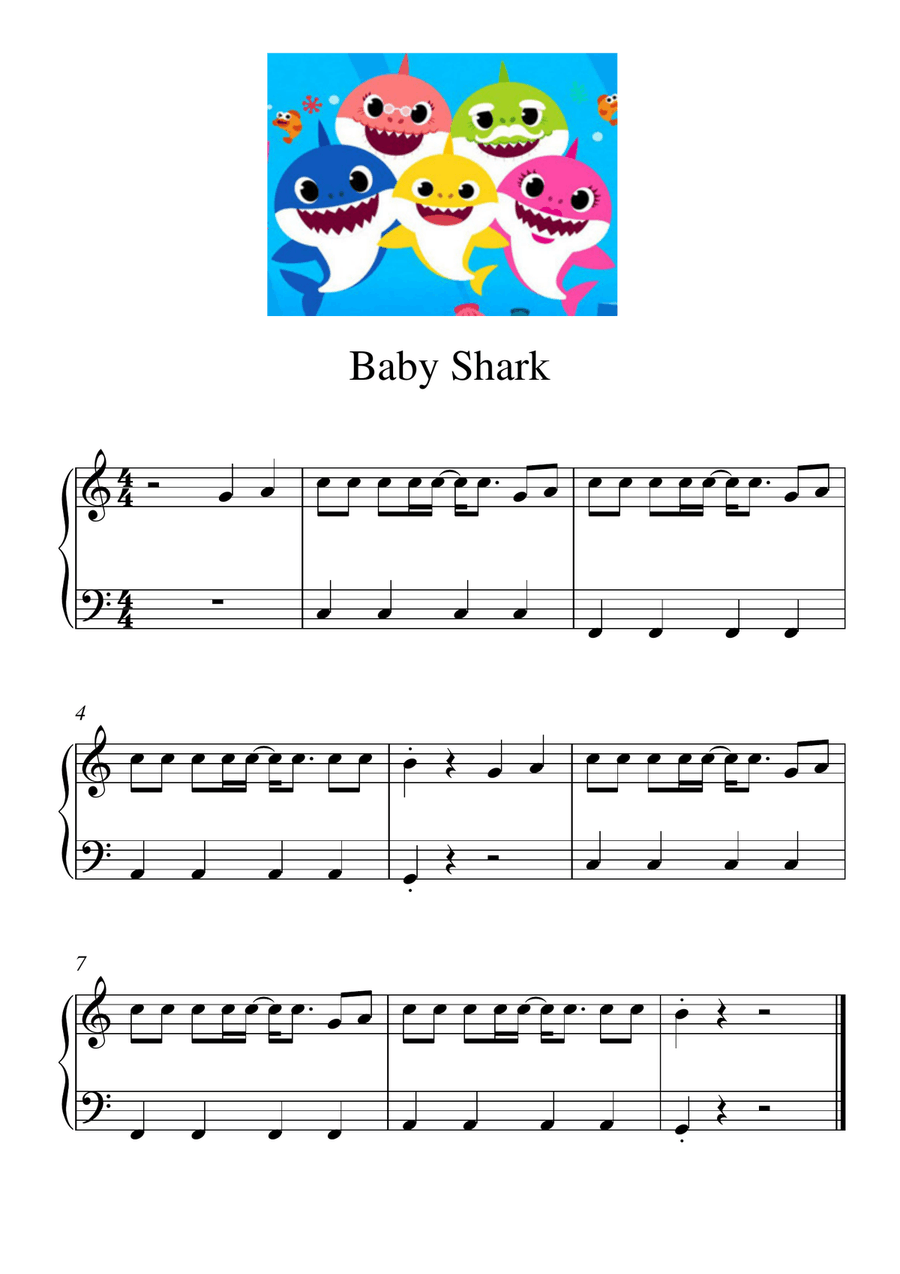 Baby Shark Baby Shark Easy Piano scores gallery preview page 1