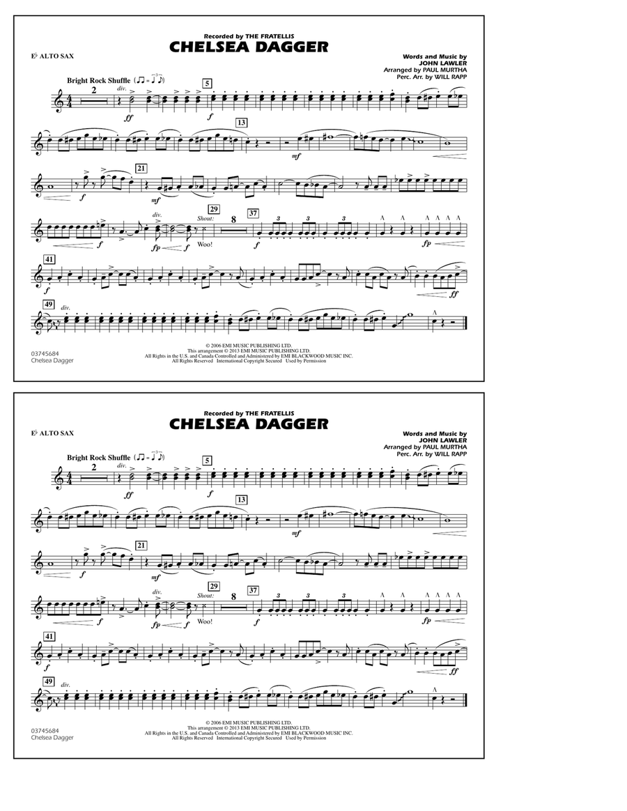 Chelsea Dagger - Eb Alto Sax Marching Band scores gallery preview page 1