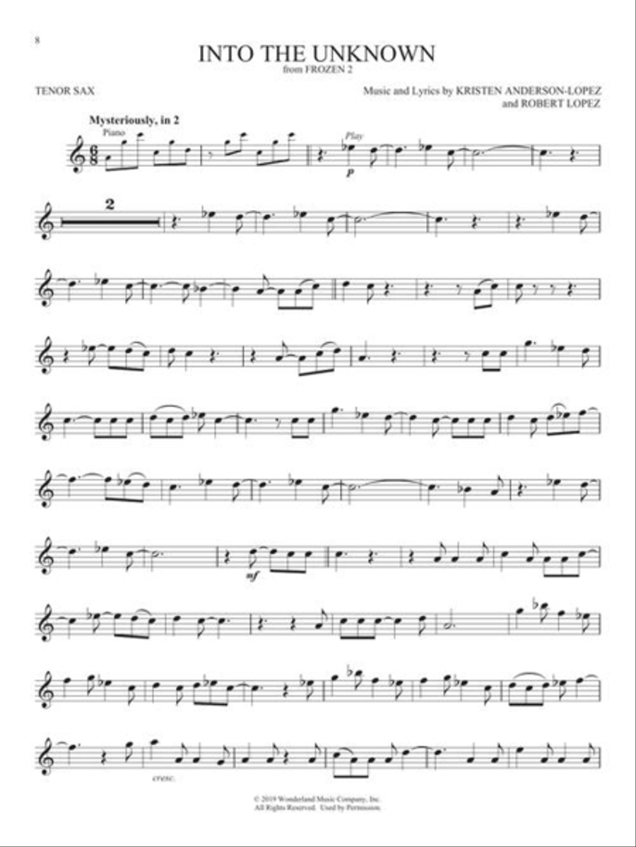 Favorite Disney Songs Tenor Saxophone scores gallery preview page 6