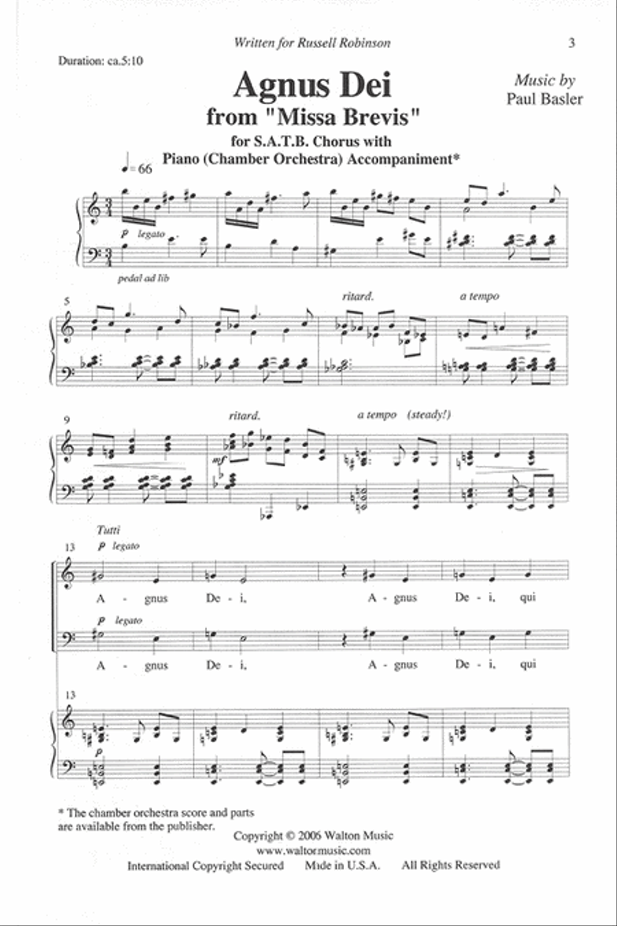 Agnus Dei - SATB image number null