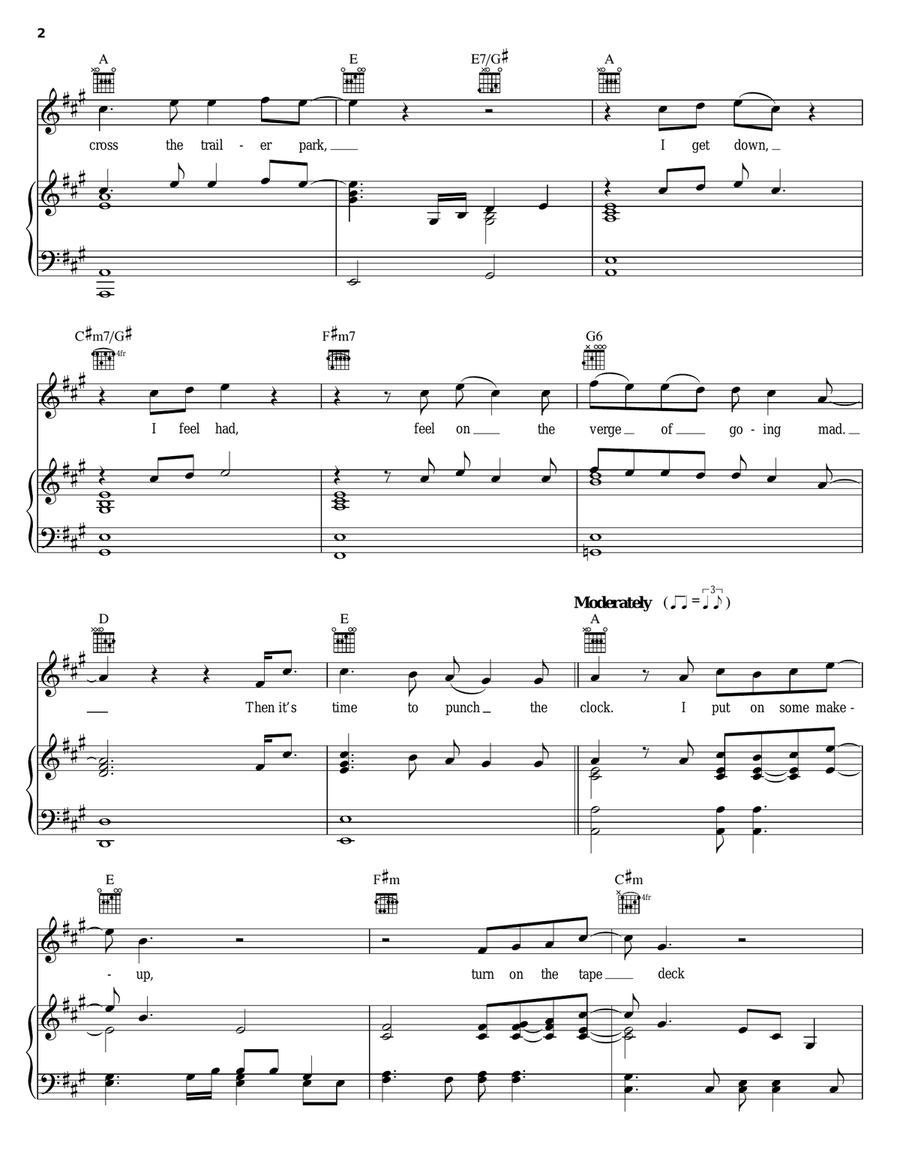 Wig In A Box Piano, Vocal, Guitar scores gallery preview page 2
