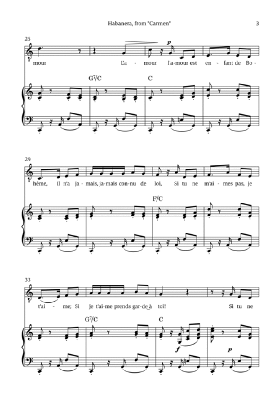 Habanera (for tenor - C minor/major) Chamber Music scores gallery preview page 3