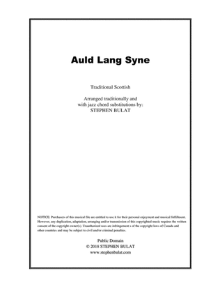 Auld Lang Syne - Lead sheet arranged in traditional and jazz style (key of F)