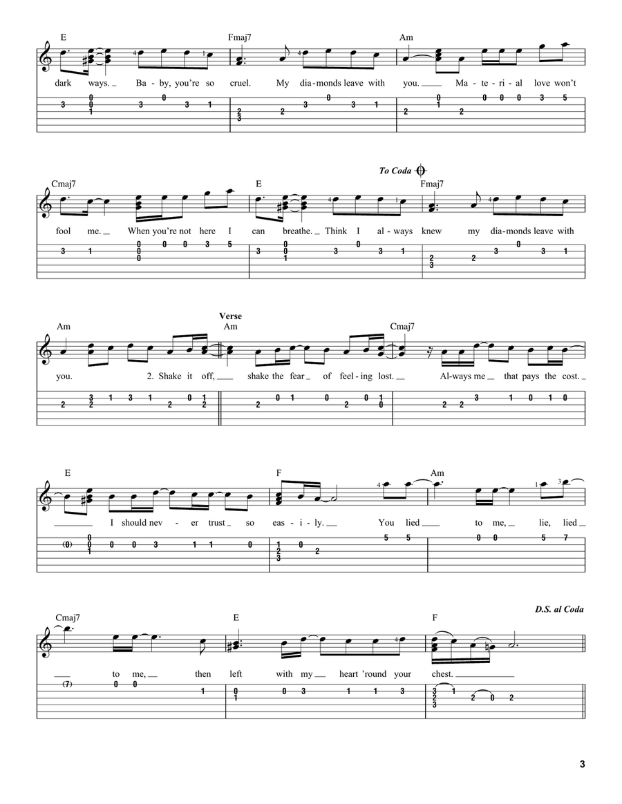 Diamonds Acoustic Guitar scores gallery preview page 3