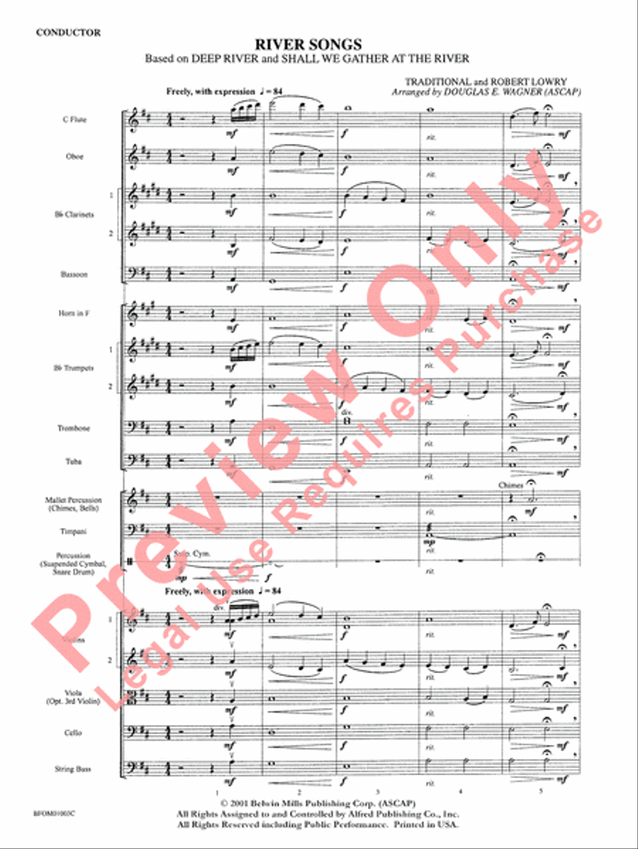 River Songs (based on Deep River and Shall We Gather at the River) Full Orchestra scores gallery preview page 4