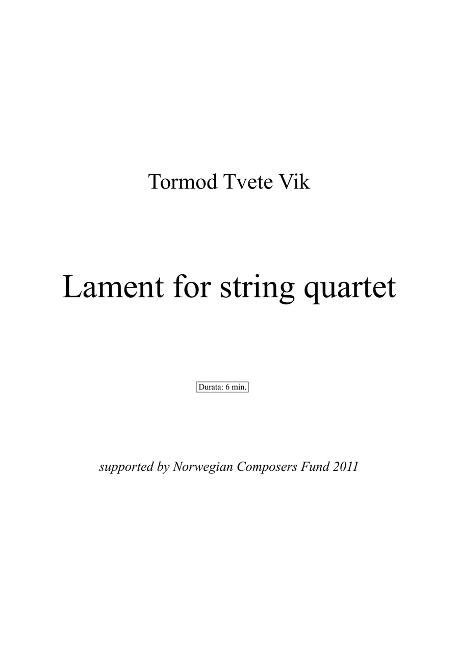 Lament for string quartet String Quartet scores gallery preview page 1