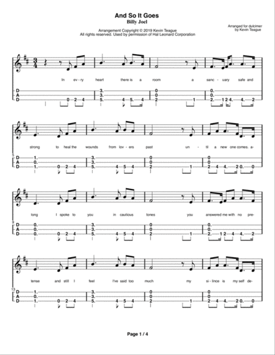 And So It Goes Dulcimer scores gallery preview page 2