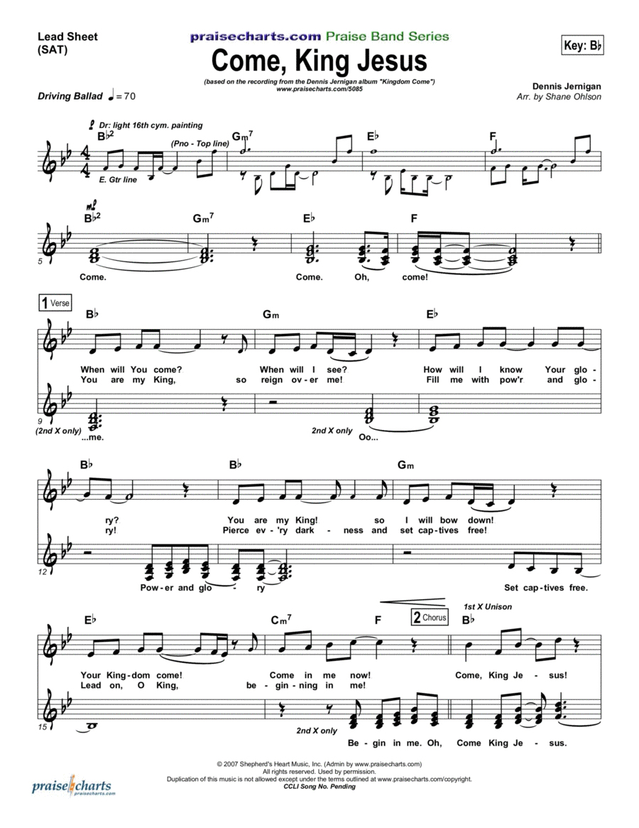 Come King Jesus Come King Jesus Piano scores gallery preview page 1
