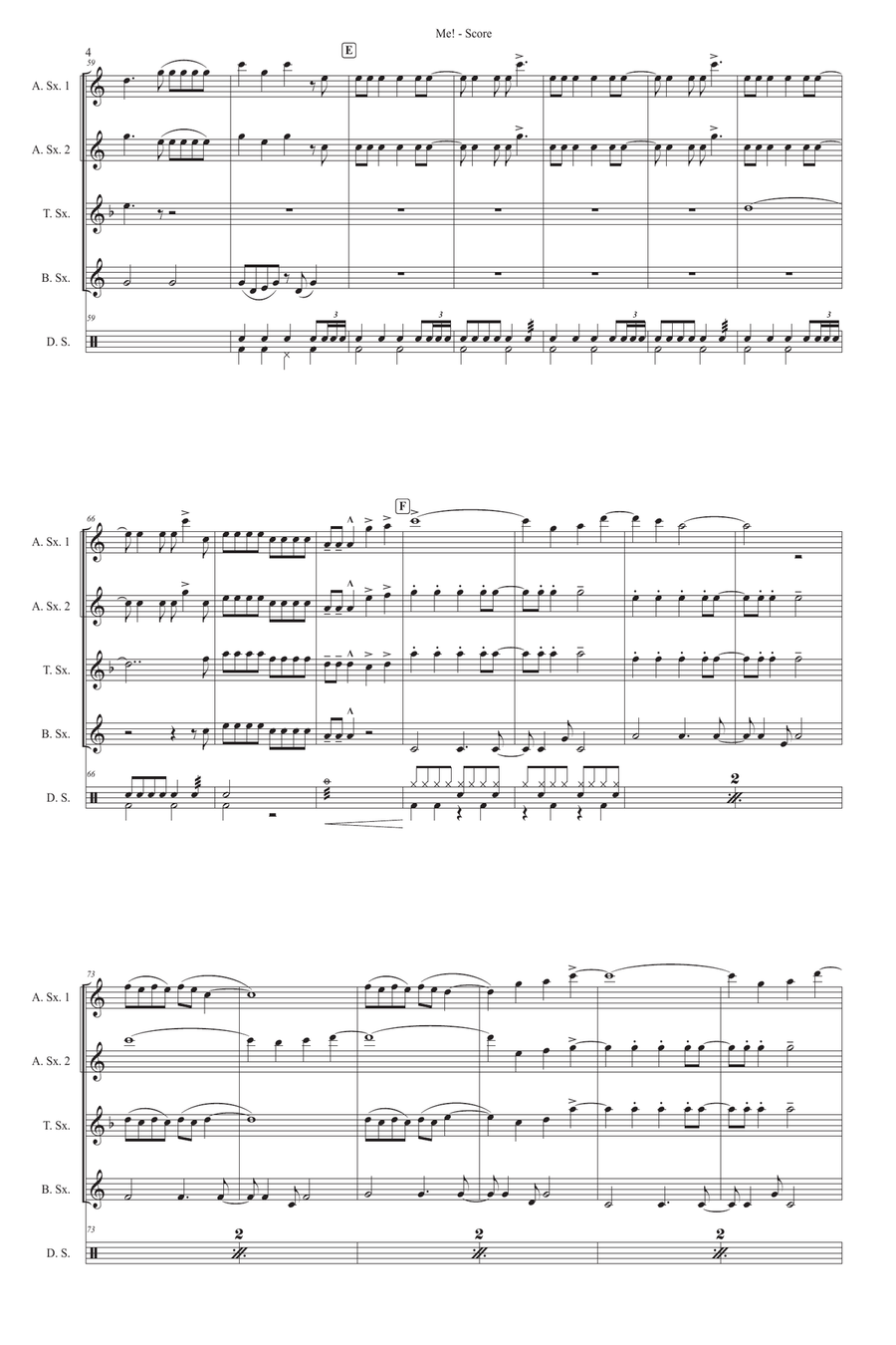 Me! Saxophone Quartet scores gallery preview page 4